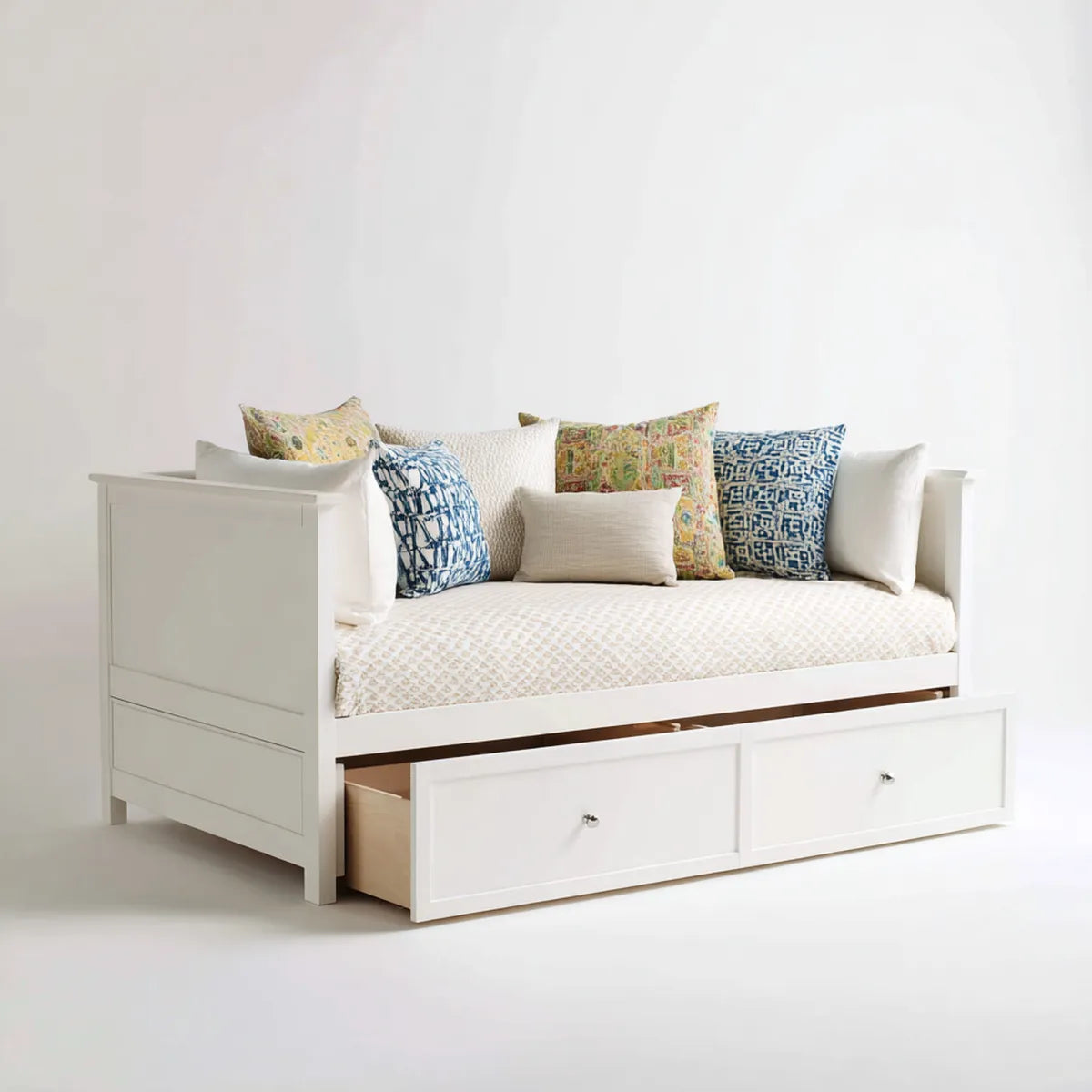 Lit gigogne blanc 90 x 190 cm en MDF et pin massif avec lit coulissant rectangulaire