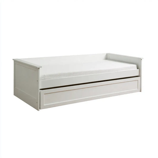 Lit gigogne enfant blanc 90 x 190 cm en MDF et pin massif rectangulaire