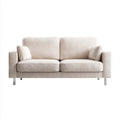 Canapé droit 2 places beige en velours polyester avec pieds en acier chromé 180 x 85 x 85 cm