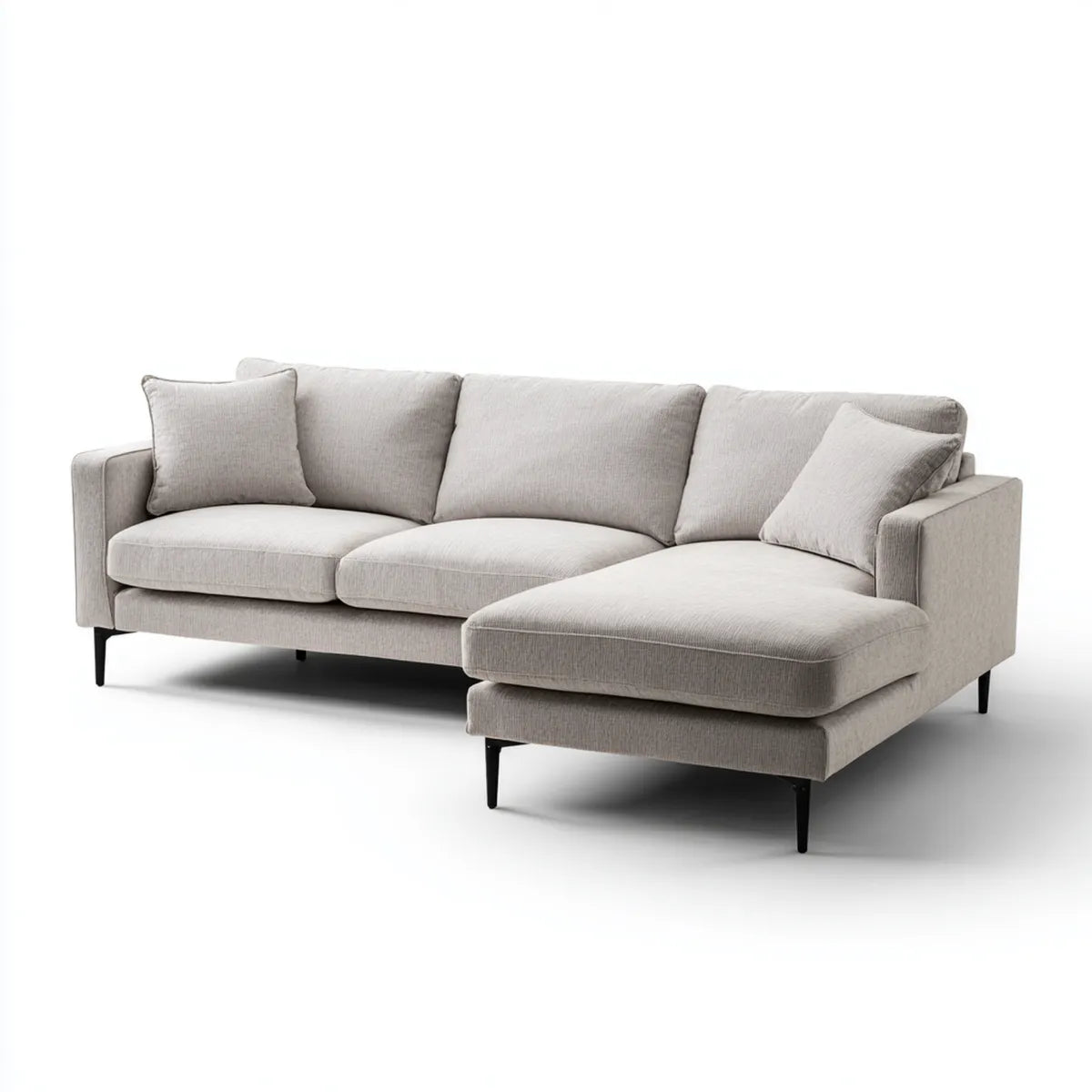Canapé d'angle réversible 4 places beige en polyester avec méridienne 250 x 160 x 85 cm