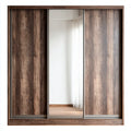 Armoire coulissante 3 portes marron foncé avec miroir 180 x 60 x 200 cm en panneaux de particules mélaminés rectangulaire