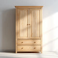 Armoire de chambre 2 portes 2 tiroirs en pin massif naturel 100 x 55 x 190 cm