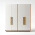 Armoire de chambre 4 portes blanc et chêne 200 x 60 x 200 cm en panneaux MDF et panneaux de particules rectangulaire