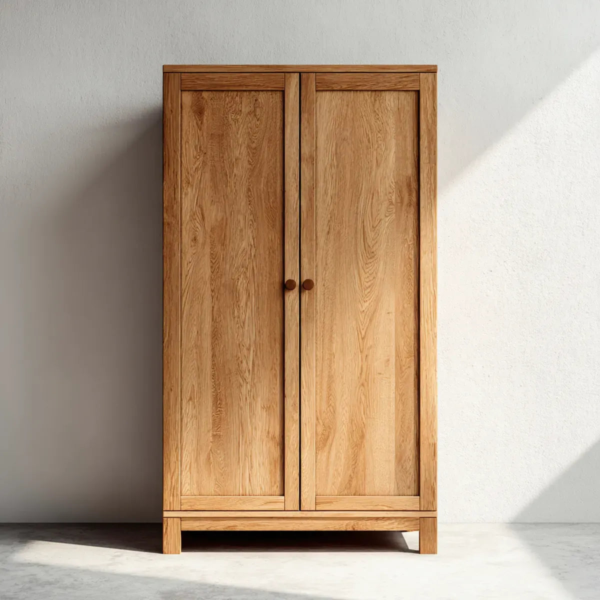 Armoire de chambre 2 portes en chêne massif naturel rectangulaire 100 x 55 x 200 cm