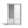 Armoire à portes coulissantes blanche 120 x 60 x 200 cm en panneaux de particules mélaminés avec miroir rectangulaire
