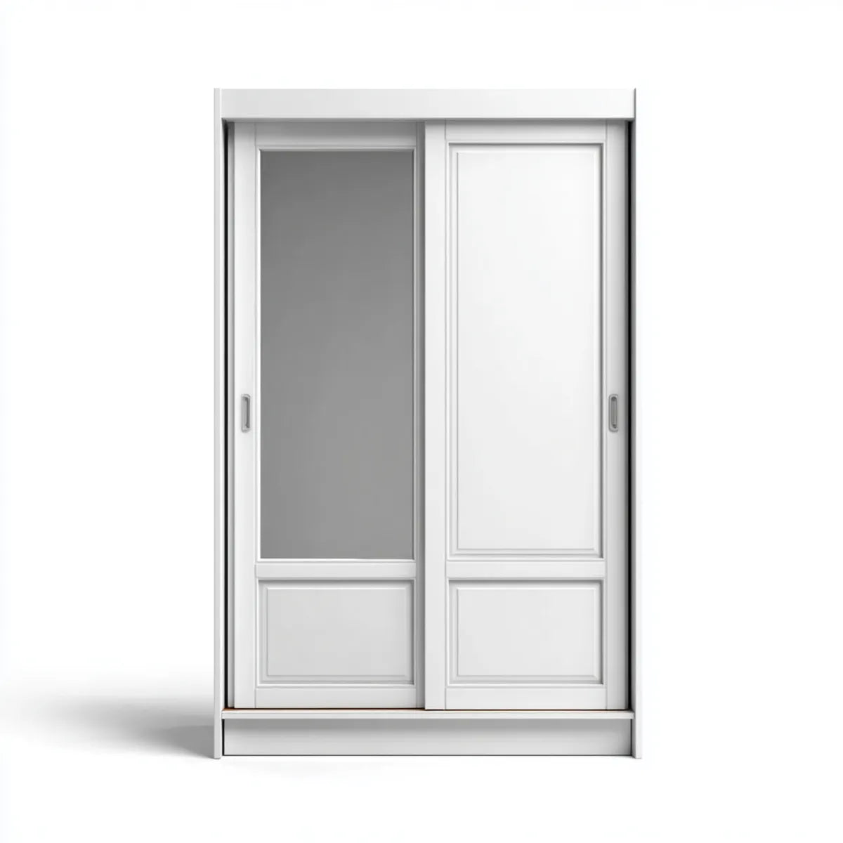 Armoire à portes coulissantes blanche 120 x 60 x 200 cm en panneaux de particules mélaminés avec miroir rectangulaire