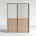 Armoire à portes coulissantes beige et gris clair 120 x 60 x 200 cm en panneaux mélaminés rectangulaire