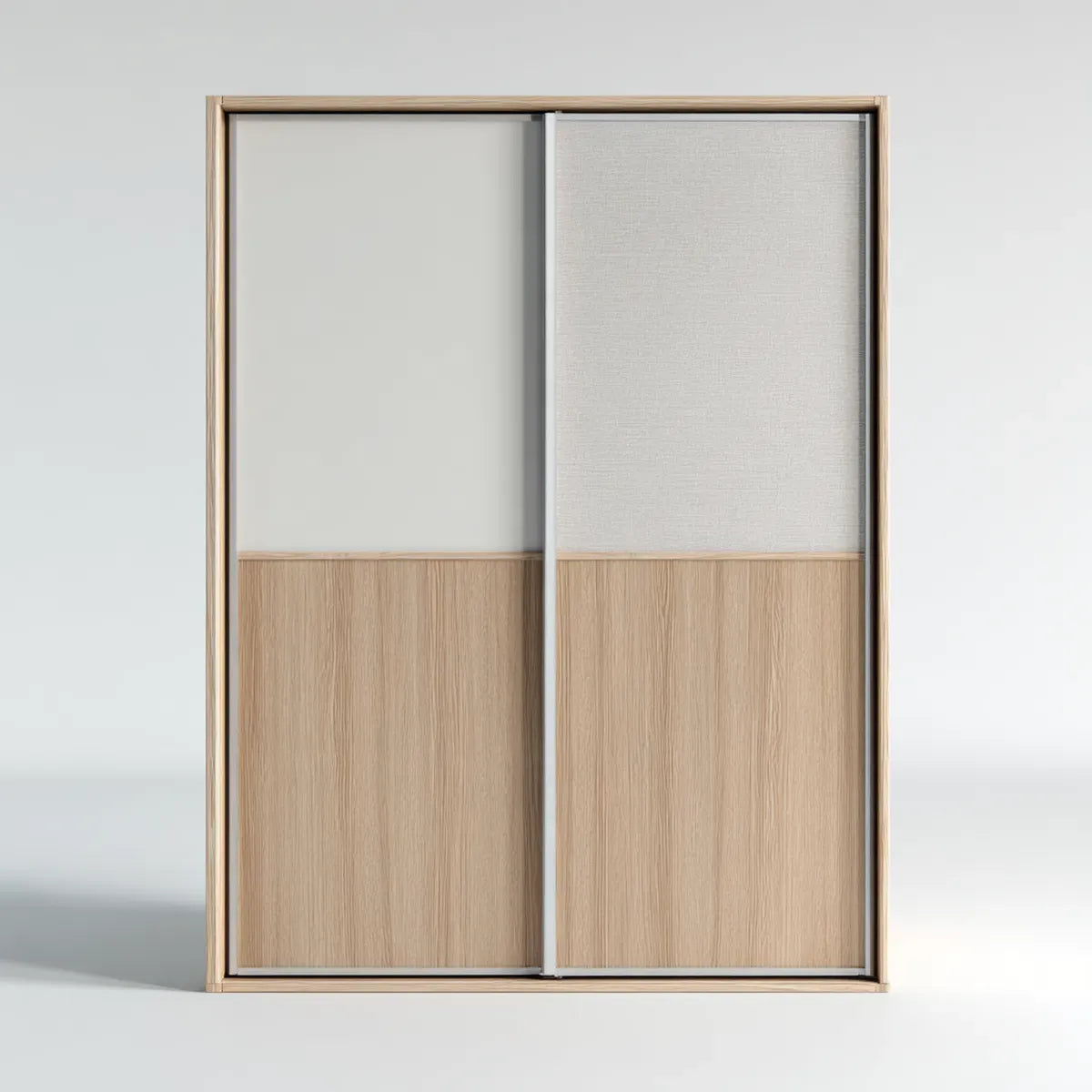 Armoire à portes coulissantes beige et gris clair 120 x 60 x 200 cm en panneaux mélaminés rectangulaire