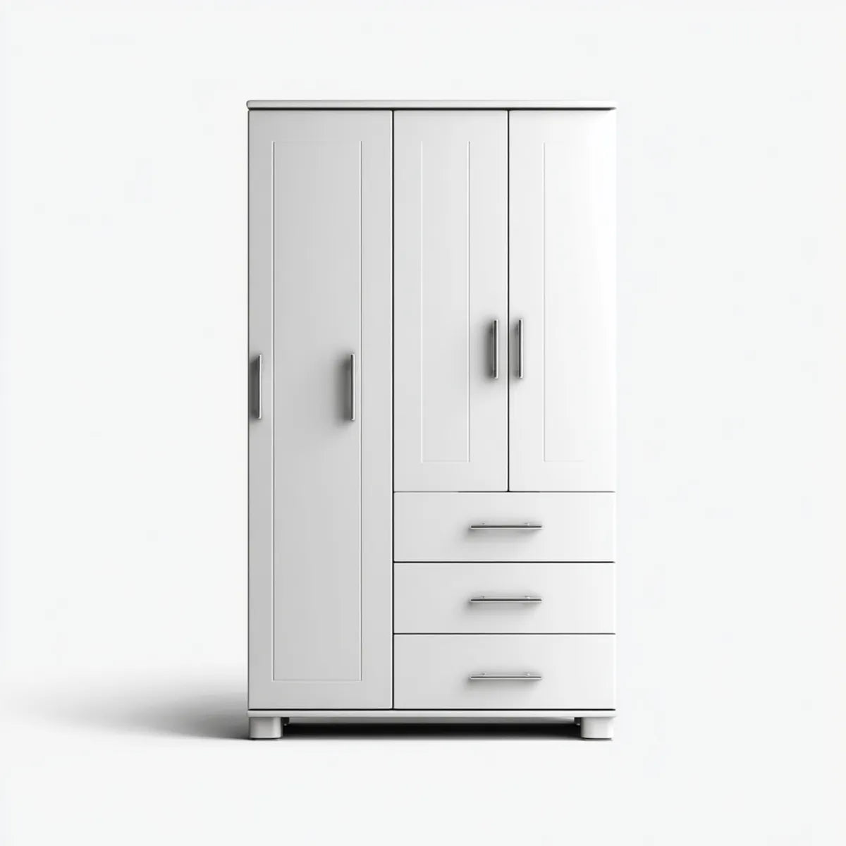 Armoire de chambre 3 portes 3 tiroirs blanche 120 x 50 x 180 cm en panneaux MDF rectangulaire