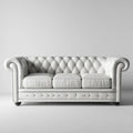 Canapé Chesterfield 3 places blanc en cuir synthétique PU 220 x 90 x 78 cm