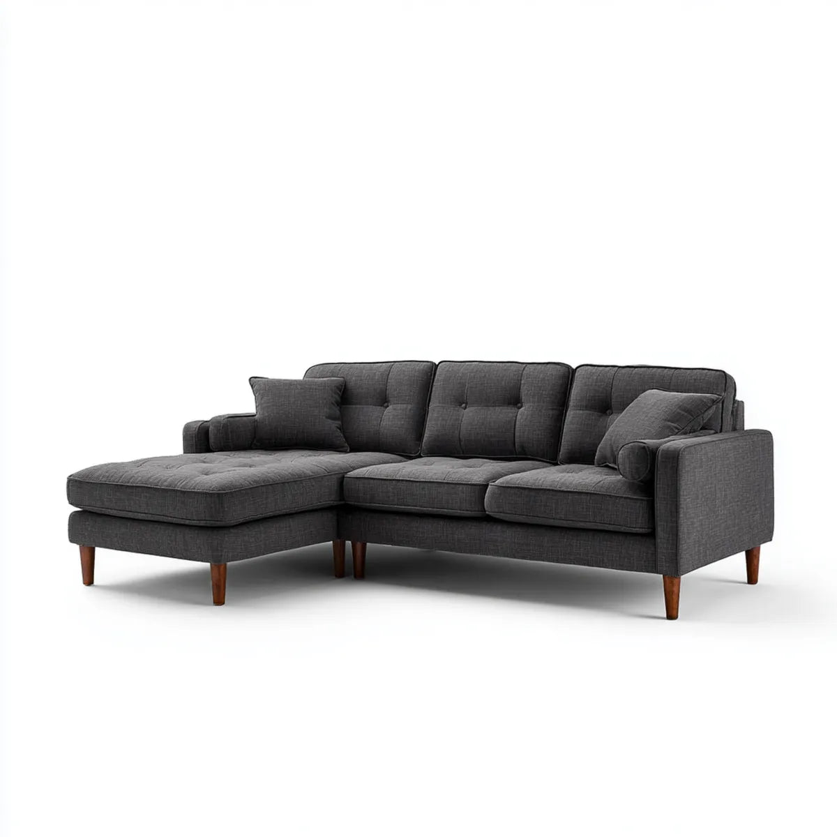 Canapé d'angle gauche 3 places gris anthracite 240 x 150 x 85 cm polyester forme L