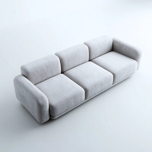 Canapé droit 3 places gris clair 230 x 95 x 78 cm en polyester côtelé rectangulaire