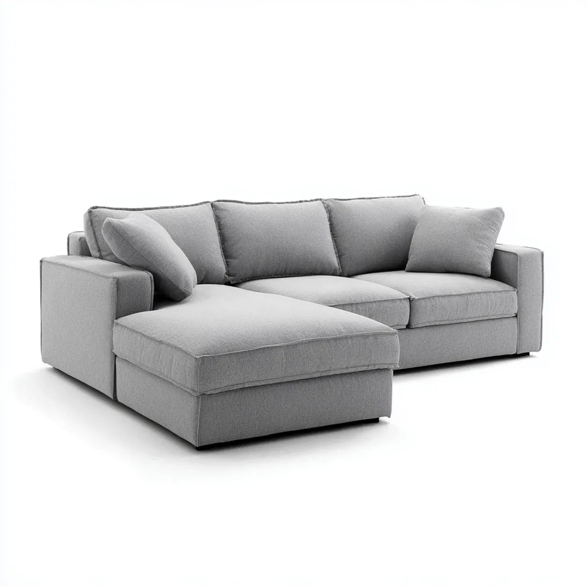 Canapé d'angle gauche 3 places gris en polyester avec méridienne en L 270 x 160 x 85 cm