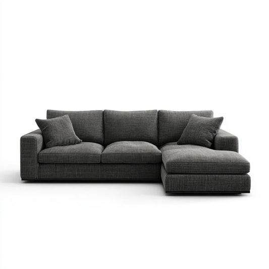 Canapé d’angle droit 3 places gris anthracite 260 x 160 x 85 cm en polyester forme L