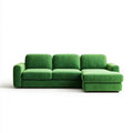 Canapé d’angle droit 3 places vert en velours de polyester 270 x 160 x 85 cm